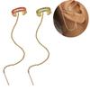 1 pieza Pendiente de clip para oreja en forma de C con cadena y borla para mujer