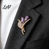 Women Branch Pin Ear of Wheat Brooch with Rhinestone Faux Purple Crystal Vintage Badge Lapel Pin Dainty Jewelry for Coats Sweaters Scarves