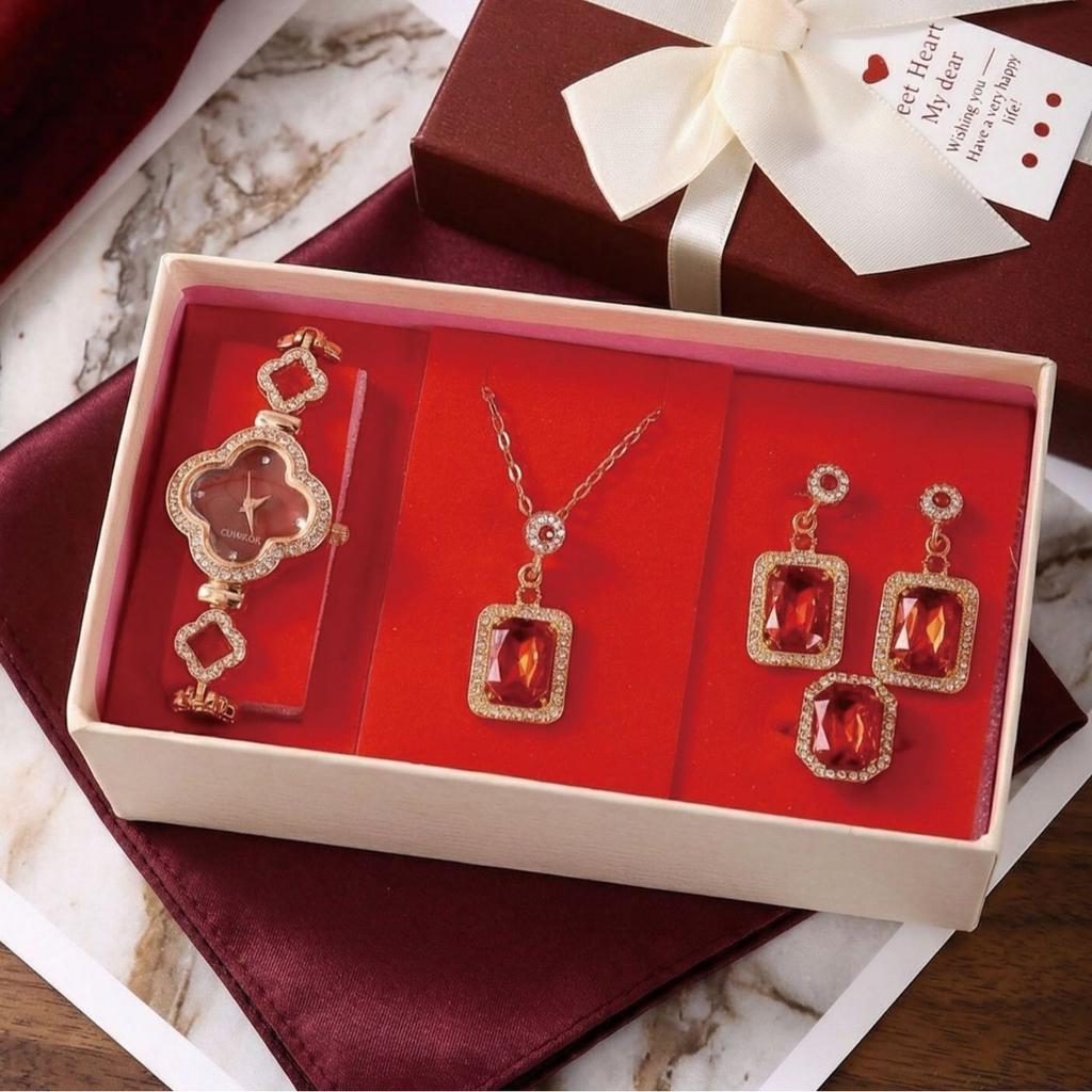 Valentine's Day Mother's Day Women's Day Light Luxury Business Gift Set Necklace Earrings Ring Bracelet Mom
