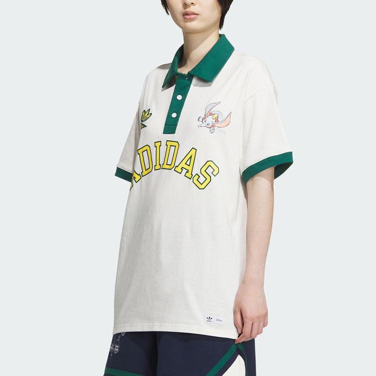 Adidas Originals Disney Dumbo Sportswear Embroidered Logo Colorblock Polo Shirt Unisex Tops White IN1075