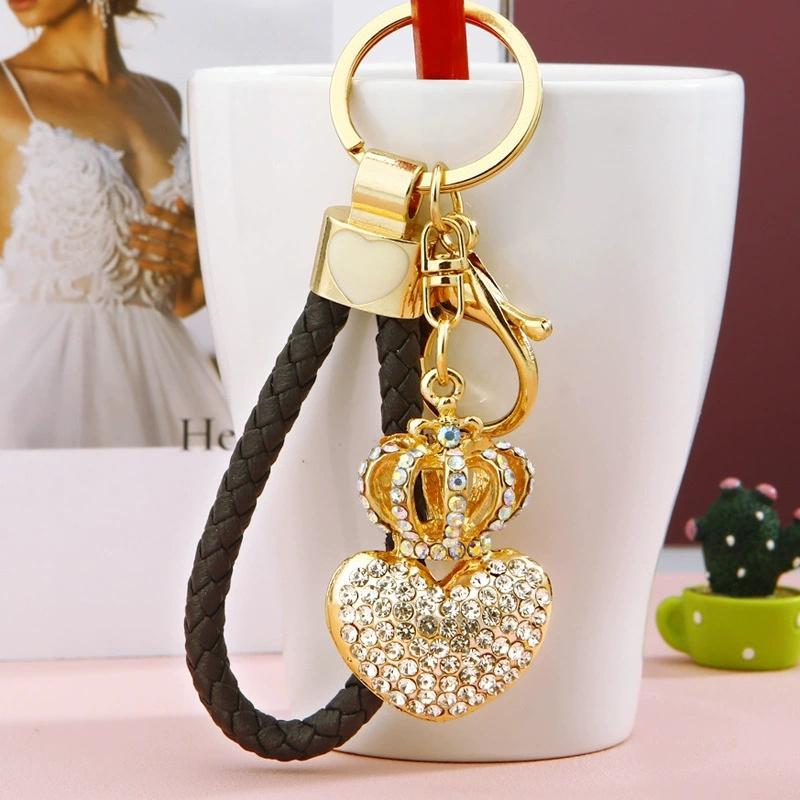 Strasskristall Hohlkrone Herz Anhänger Schlüsselanhänger Für Frauen Schlüsselanhänger Ringe Luxus Auto Schlüsselanhänger Halter