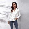 Frühling Blusen Vintage Frauen Elegante Top 2022 Satin Bluse Tops Casual Drehen Unten Kragen Langarm Band Bogen Lose Bluse