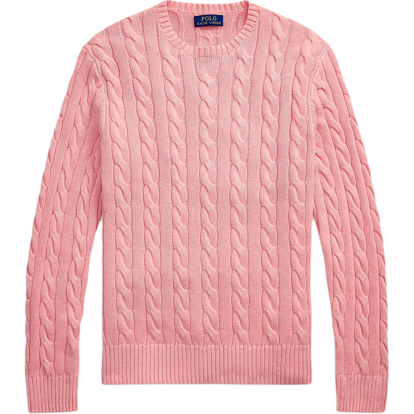 

Polo Ralph Lauren Однотонный вязаный свитер с рубчиком и круглым вырезом Мужские топы Розовый 710965867-004 M