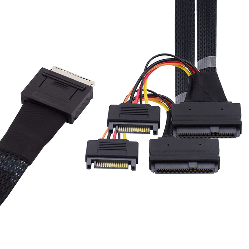 50cm Cable OCuLink PCIe PCI Express 8 X 8 Channel To Dual 4 X SSD Data Active Cable SFF-8611 SFF-8639 U.2