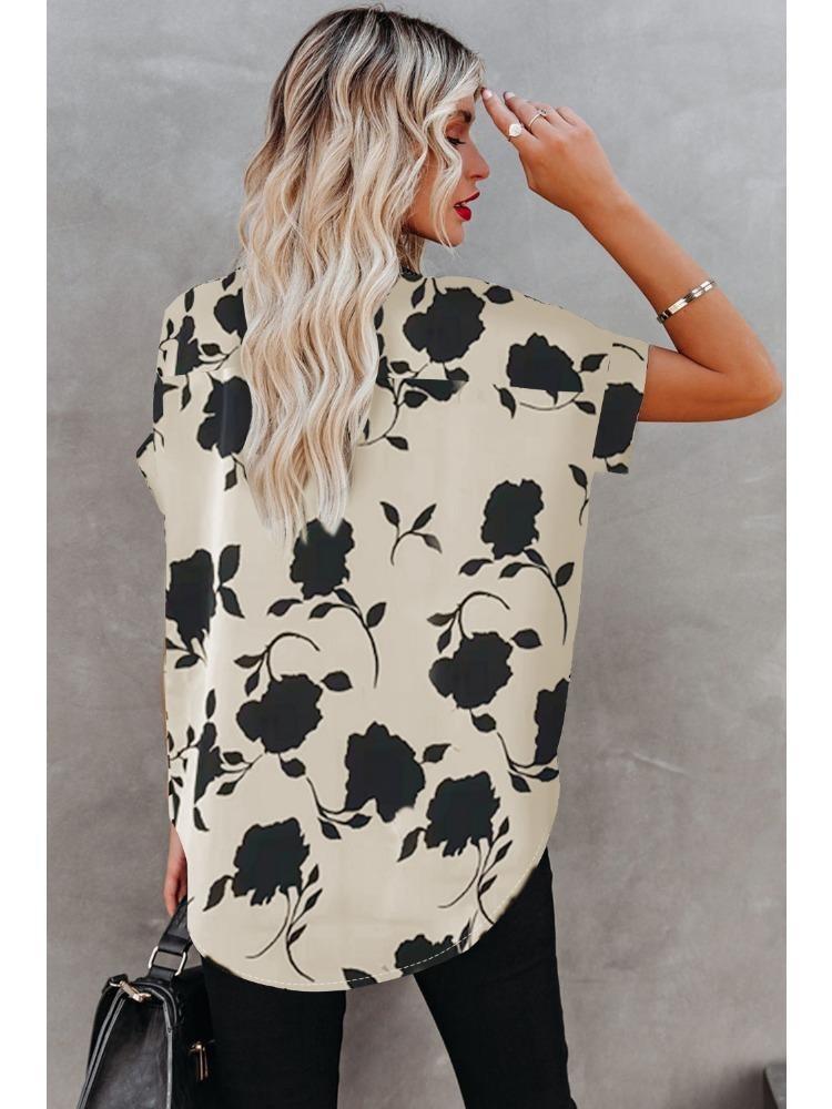 Women's Fashion Oversized White 3D Flower Print T-Shirt Summer Blouse Tee Female Tops Clothing
