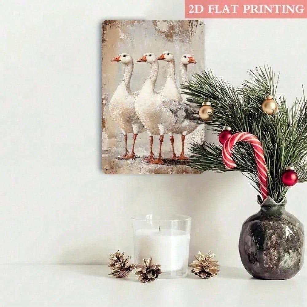 Vintage Metal Flying Geese Sign 8x12 Inch Retro Tin Plate Rustic Farmhouse Wall Decor for Living Room Garden