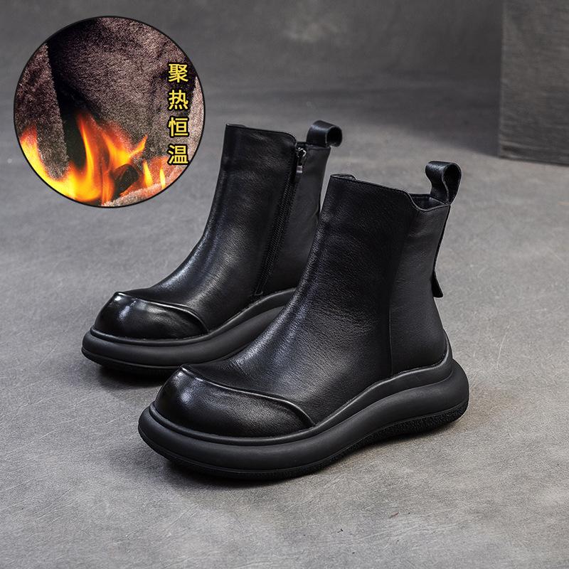 

Модные GKTINOO Ботильоны из Натуральной Кожи Женская Обувь 2025 Новые Осенне-Зимние С Круглым Носком на Толстой Подошве на Молнии Ручной Работы на Платформе Женские Ботильоны 250