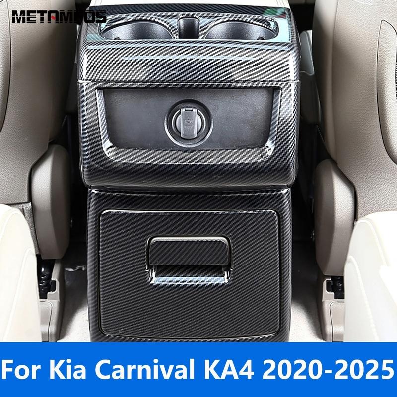 For Kia Carnival KA4 2024 2025 Carbon Fiber Rear Seat Air Conditioner Vent Outlet Trim Cup Frame Accessories