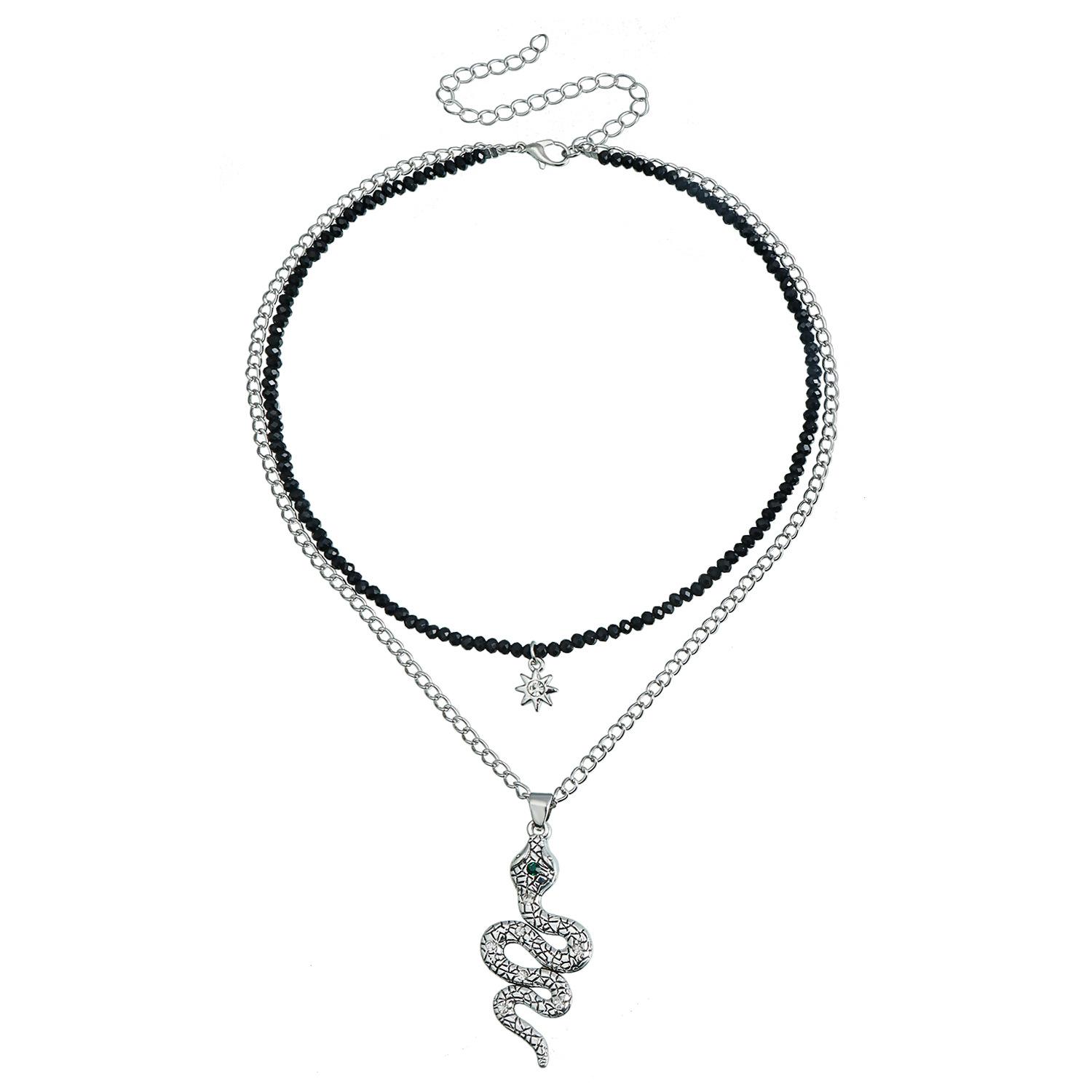 

ins cold wind serpentine pendant collarbone chain glass rice bead hottie y1k necklace