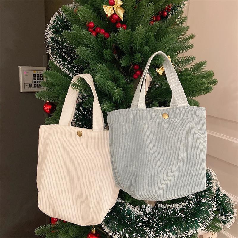Chic Corduroy Tote Bag For Women Soft Cotton Fabric Vintage Style