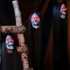 Nový Halloweenský Závěsný Dlouhovlasý Duch Kostlivec LED Svítící Hrůzostrašný Kostlivec Duch Bar Strašidelný Dům Dekorace Rekvizity