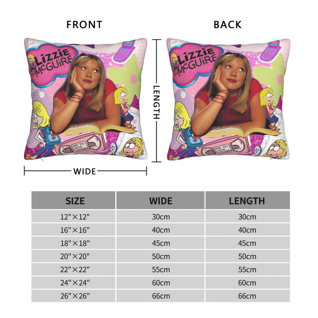 Lizzies Cartoon McGuires Square Pillow Case Cushion Cover Custom Zippered Decorative Pillowcase for Car 45x45cm