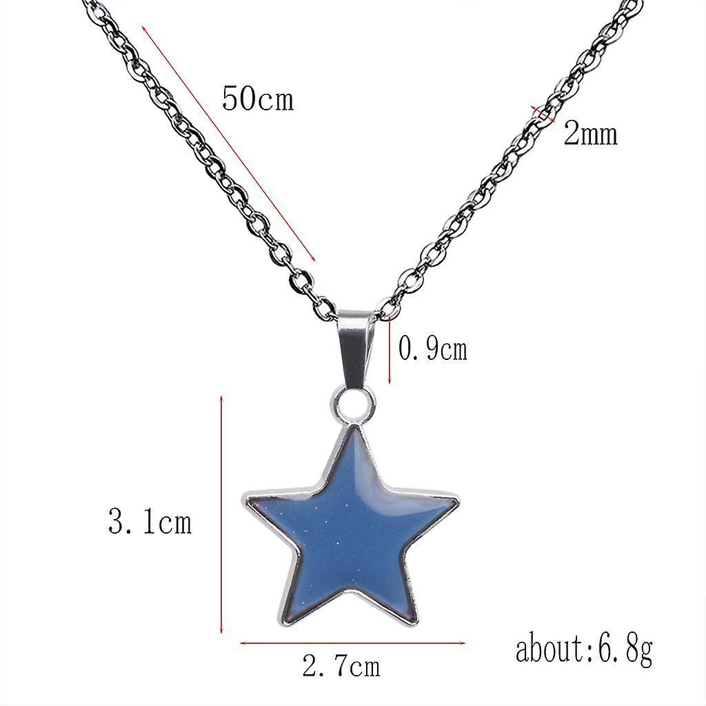 4xFive Point Star Pendant Temperature Change Color Mood Necklace Blank