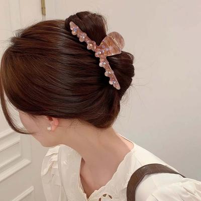 Korean Style Straight Line Shaped Shark Clip Elegant Acetic Acid Hair Claw Flower Hair Claw  Women