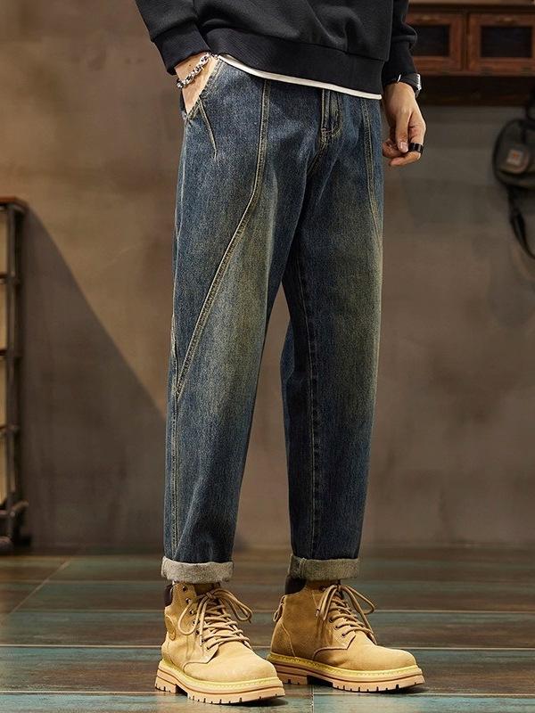 Tooling Jeans Men's Spring and Autumn Tide Brand Straight Loose Cone New American Retro Casual Trousers