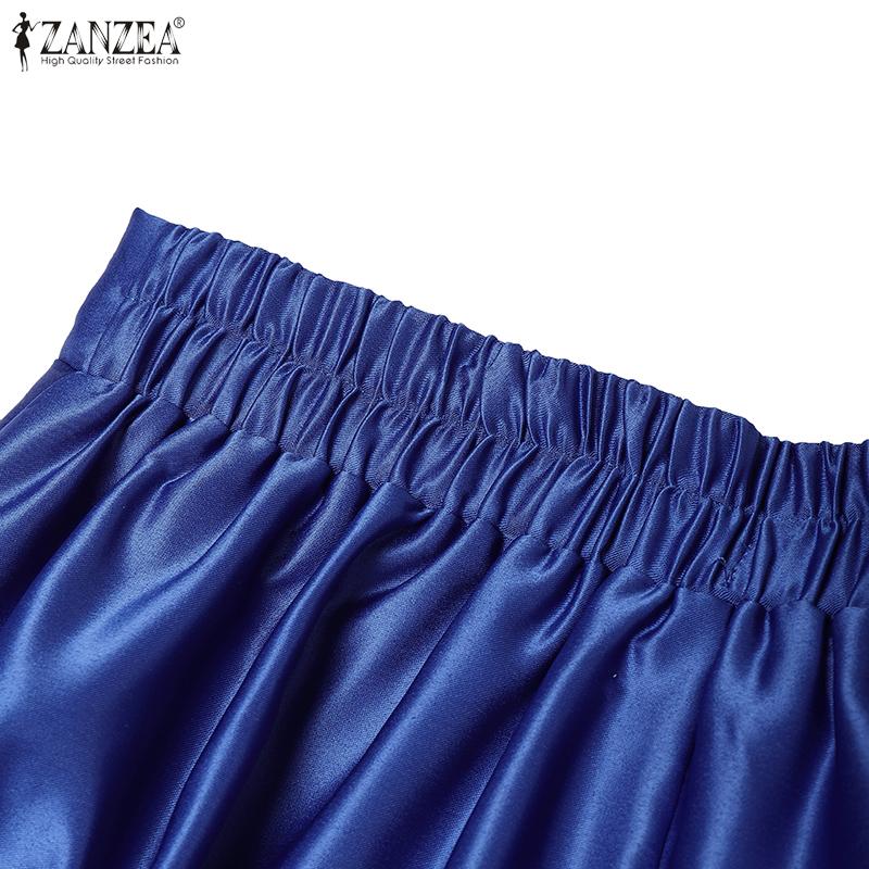 ZANZEA Fuste lungi cu linie A, lejer, cu talie elastică