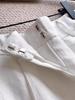 Elevated Style: Women's High-Waisted White Linen Cuffed Shorts - Summer Casual, Old Money Aesthetic, Leg-Lengthening Wide-Leg Fit