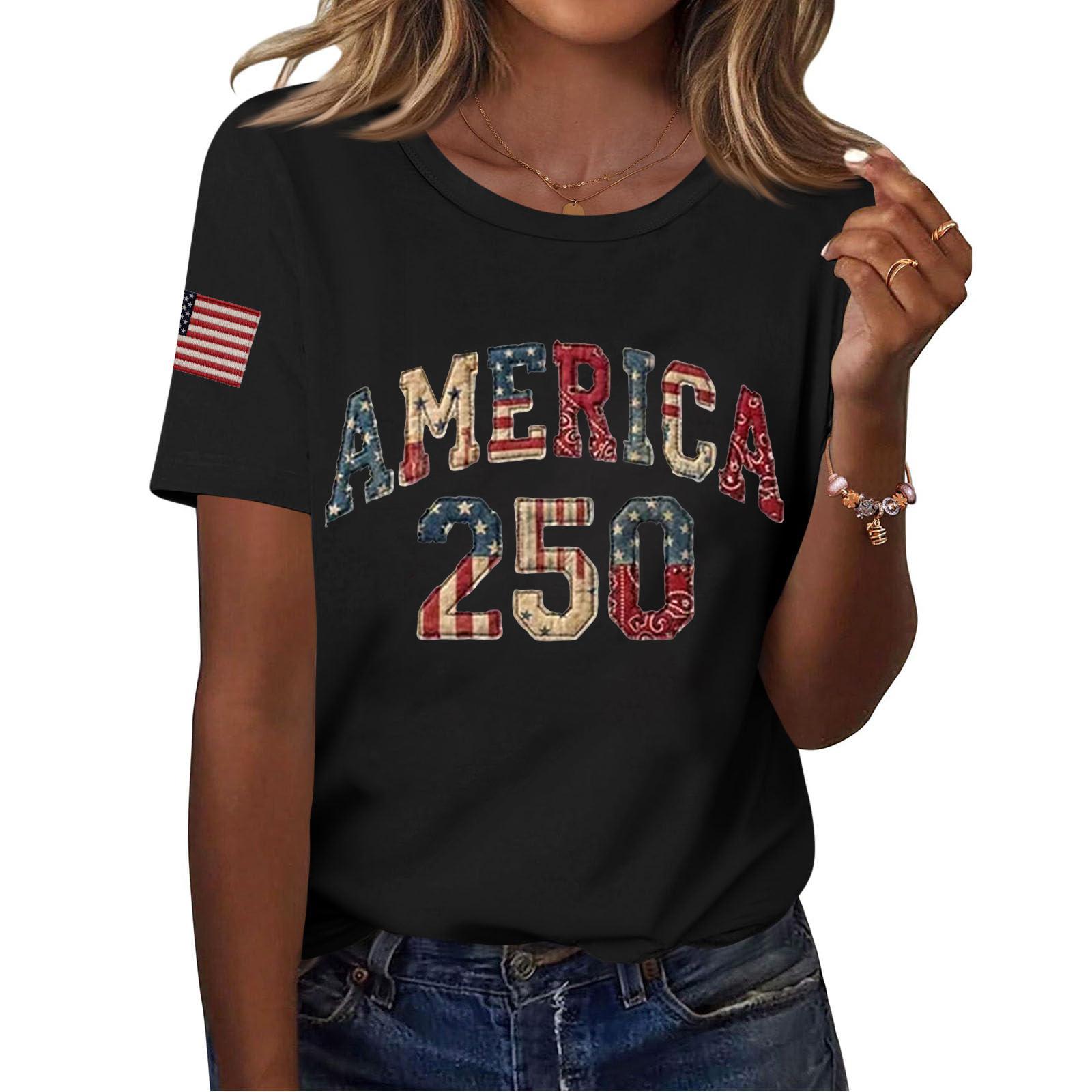 

Women s Casual Independence Day Printed Crew Neck Short Sleeve T-Shirt Top Lightweight Comfortable Fit Suitable for Everyday Wear XXL чёрный