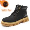 Fashion Hot Sale Mens Casual Leather Winter Boots High Top Leather Shoes Fashion Cotton Shoes Thick Bottom Ankle Boots Outdoor Sneakers