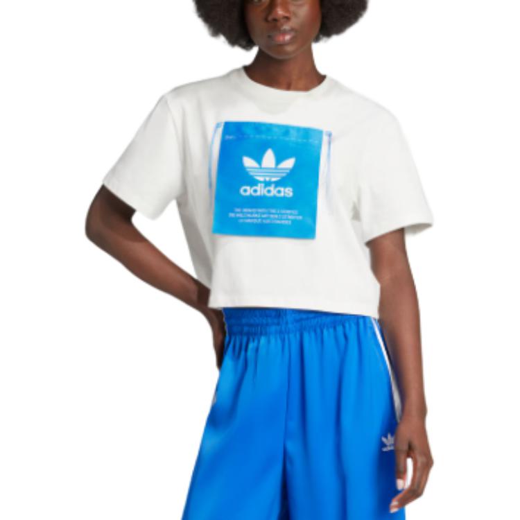 adidas Originals Ksenia Schnaider Fashion Loose Short Sleeve Drop Shoulder T-Shirt Women Tops White IW5662