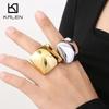 Luxury Chunky Stainless Steel Ring Women's Shiny Silver/Gold/Black Color Anillos Wedding Party Bands Trend Jewelry Roung Gift