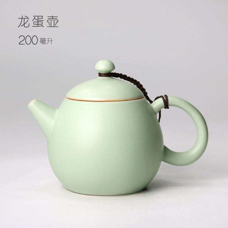 Celestial Green Ru Kiln Teapot High-grade Imitation Song Ru Porcelain Small Pot Retro Hand Grab Pot Ceramic Kung Fu Tea Set