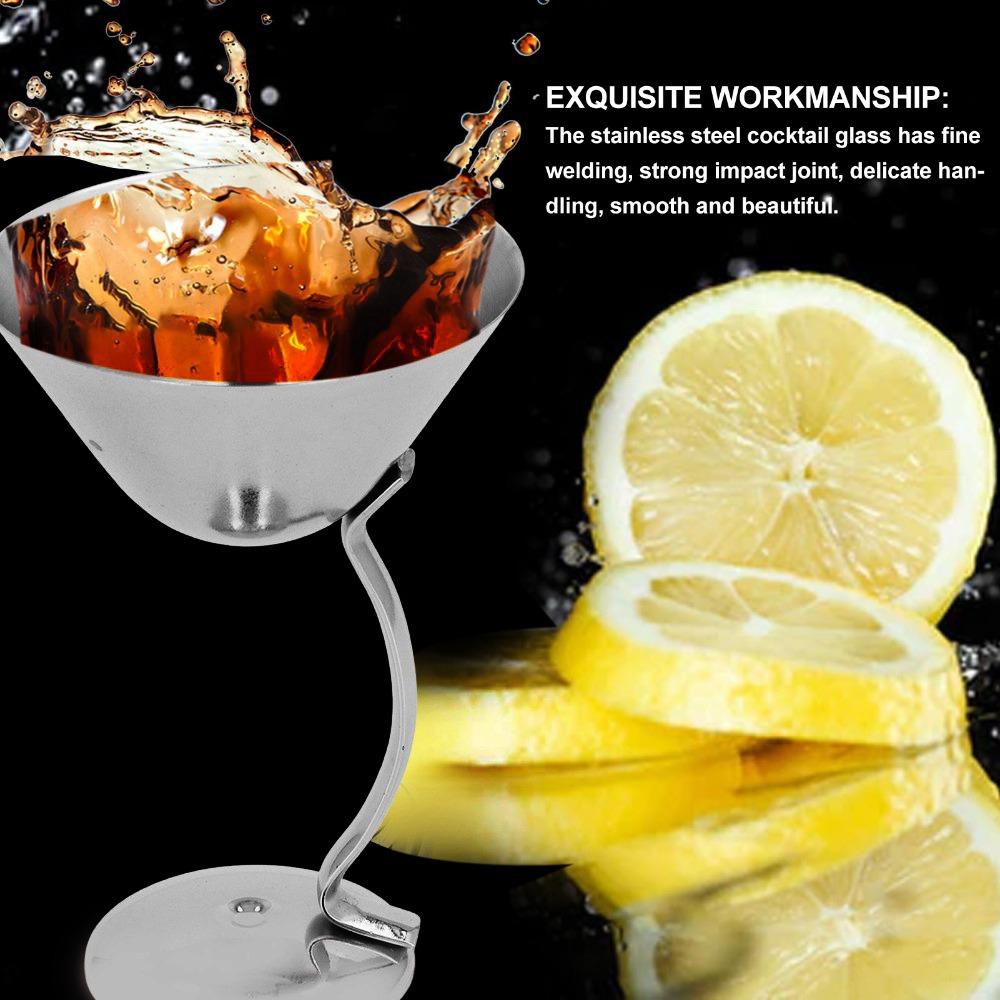 

Insulated Stainless Steel Martini Glass 150ml Unbreakable Cocktail Glass RV Travel серебряный