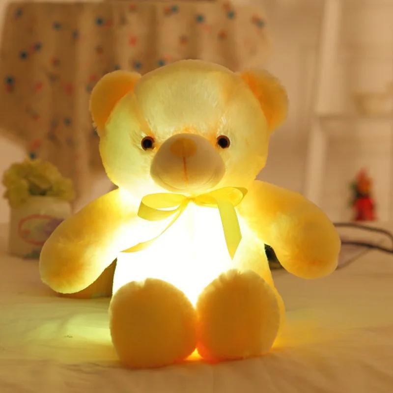 30cm Luminous Creative Light Up LED Bear Stuffed Animal Plush Toy Colorful Glowing Bear Christmas Gift for Kid