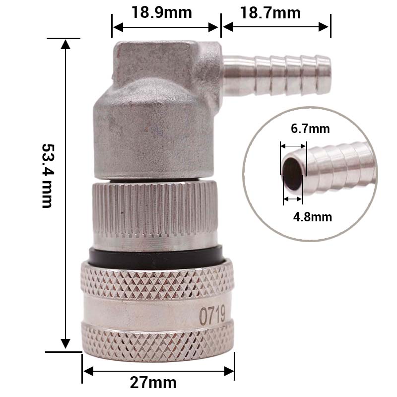 Stainless Steel Ball Lock Disconnect Homebrew Corny Keg Connector Gas/Liquid 1/4"Barb & 1/4"MFL Brand New