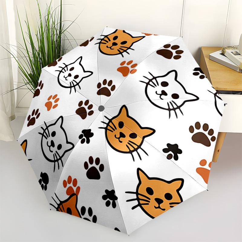 1pc Cat Paw Prints Automatic Open/Close Umbrella, Compact Travel Umbrella, 8-Rib Sturdy Frame - Ideal Gift for Friends yy251118109