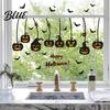 Bat Silhouette Decals 3Pcs Halloween Static Window Clings Retro Pumpkin Ghost Castle Reusable Set Decals Waterproof Decorative Glass Stickers