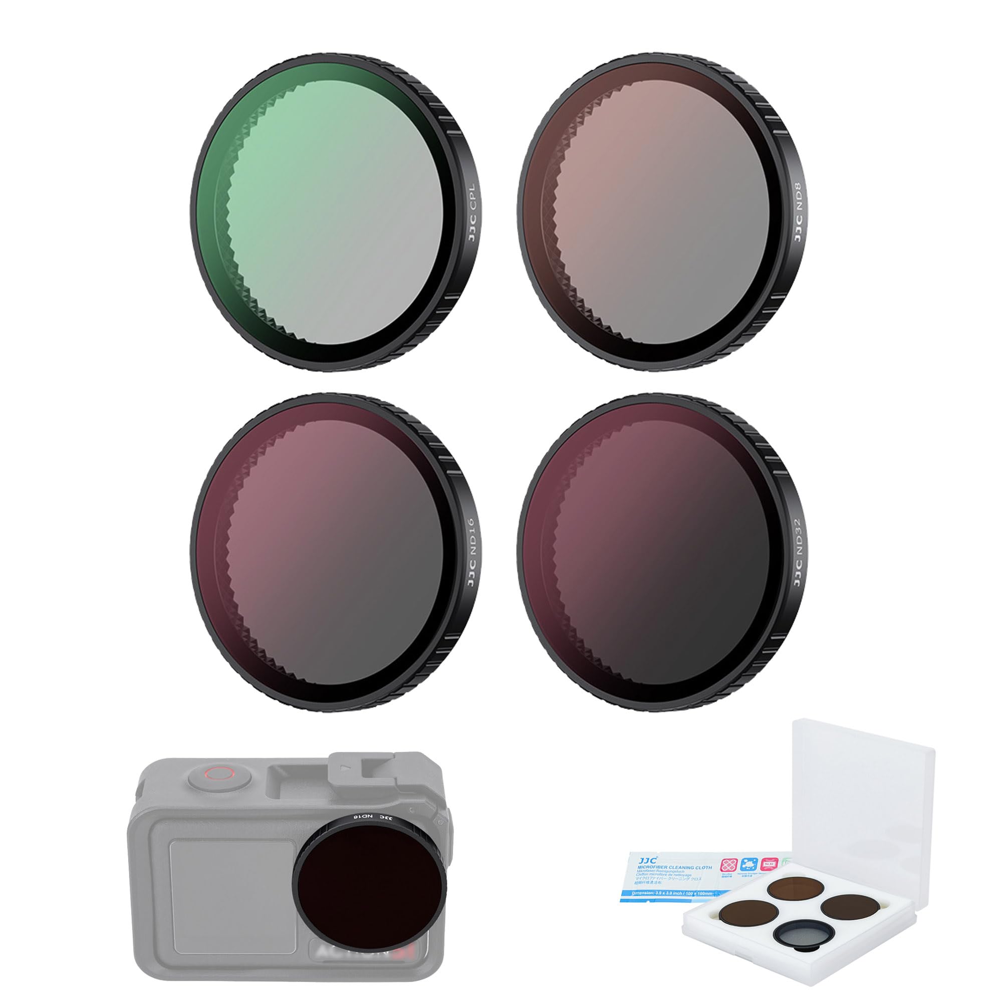 

JJC ND CPL Filter Set for DJI Osmo Action 5 Polarizing ND Light Reduction Reflection Color Contrast HD Optical Aluminum Lens Camera Protection High