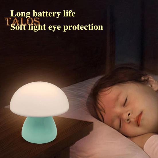 Pilzlampe, kleines Nachttischlicht, sanftes Leuchten, flimmerfrei, stufenloses Dimmen, wiederaufladbare Nachttischlampe, Schreibtischdekoration