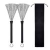 2PCS Plastic+Metal Drum Sticks Brush Black Steel Wire Stick Brush Drum Brushes  For Jazz Drum Set