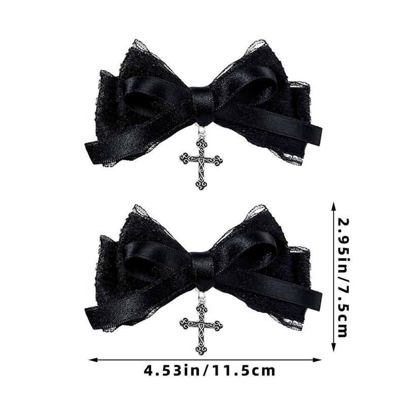 1/2Pcs Gothic Hair Clip Exquisite Hair Accessories For Women Girls Personalized Sweet Cool Cross Bow Hair Clip Gifts