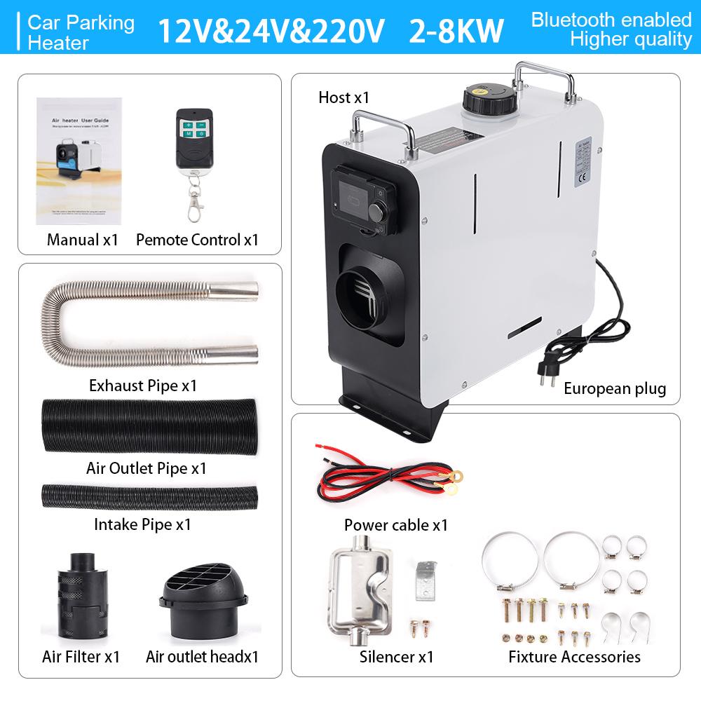 2/5/8KW Diesel Air Heater 12V24V220V Car Heater with Bluetooth Remote Control for Car Truck Boat RV Diesel Heater Accessory