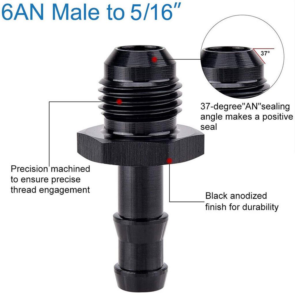 AN6 Male Straight Flare to 5/16" Push On Barb Adapter Aluminum Oil Hose Fittings