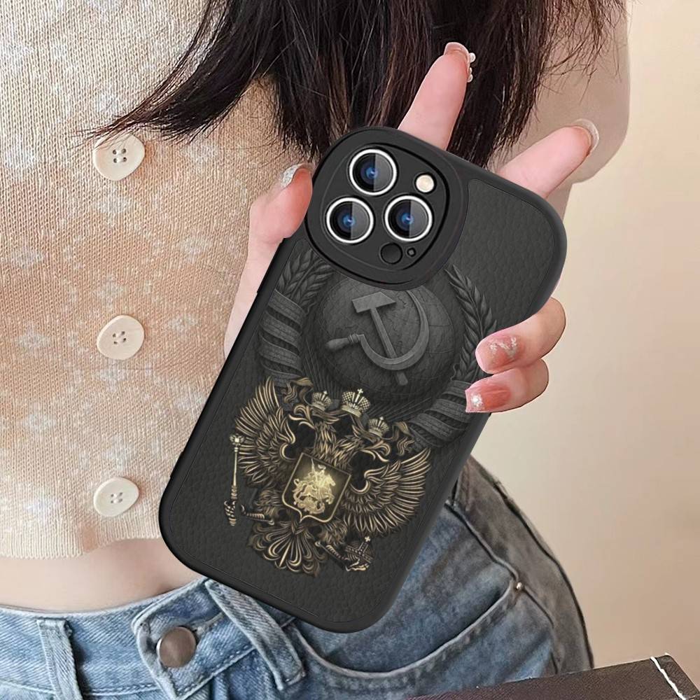 Russia Russian Flags Poccnr Emblem Phone Case For IPhone 16 15 14 13 12 11 Pro Max Plus 16E Soft Leather Cover