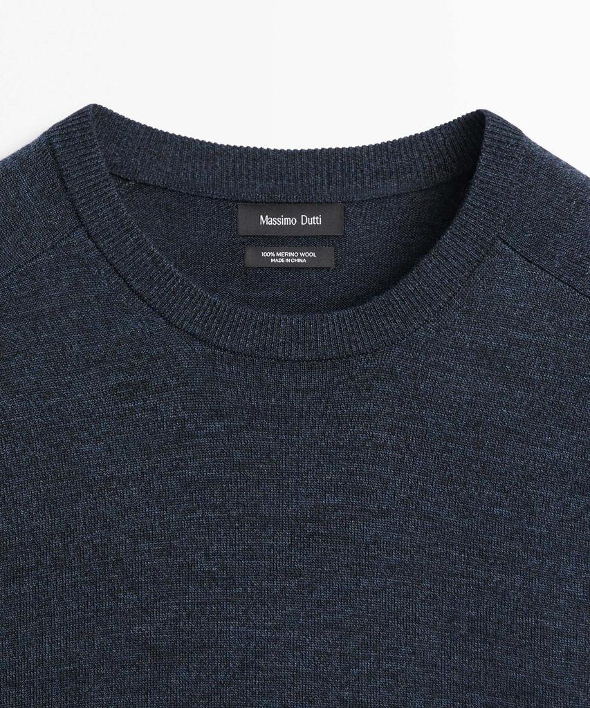 Masimodutti 100% Merino Wool Round Neck Knit Sweater