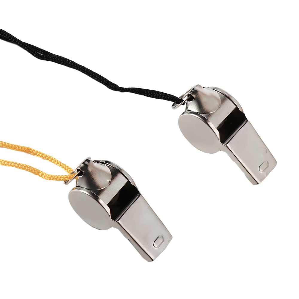 Loud Metal Whistle with Rope Referee Whistles Team Sport Stainless Steel Whistles  Rugby