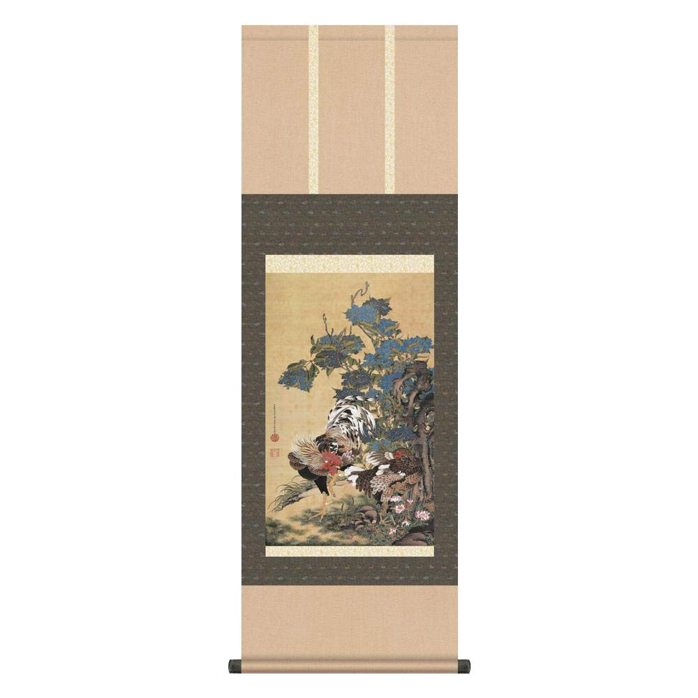 

Ito Jakuchu, 3-shaku hanging scroll, Hydrangea and two chickens