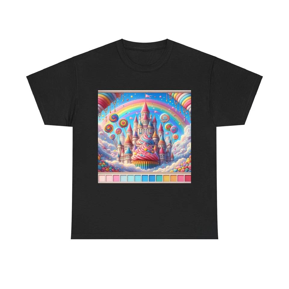 

Unisex Adult T Shirt Cupcake Castle Whimsical Landscape Artwork M