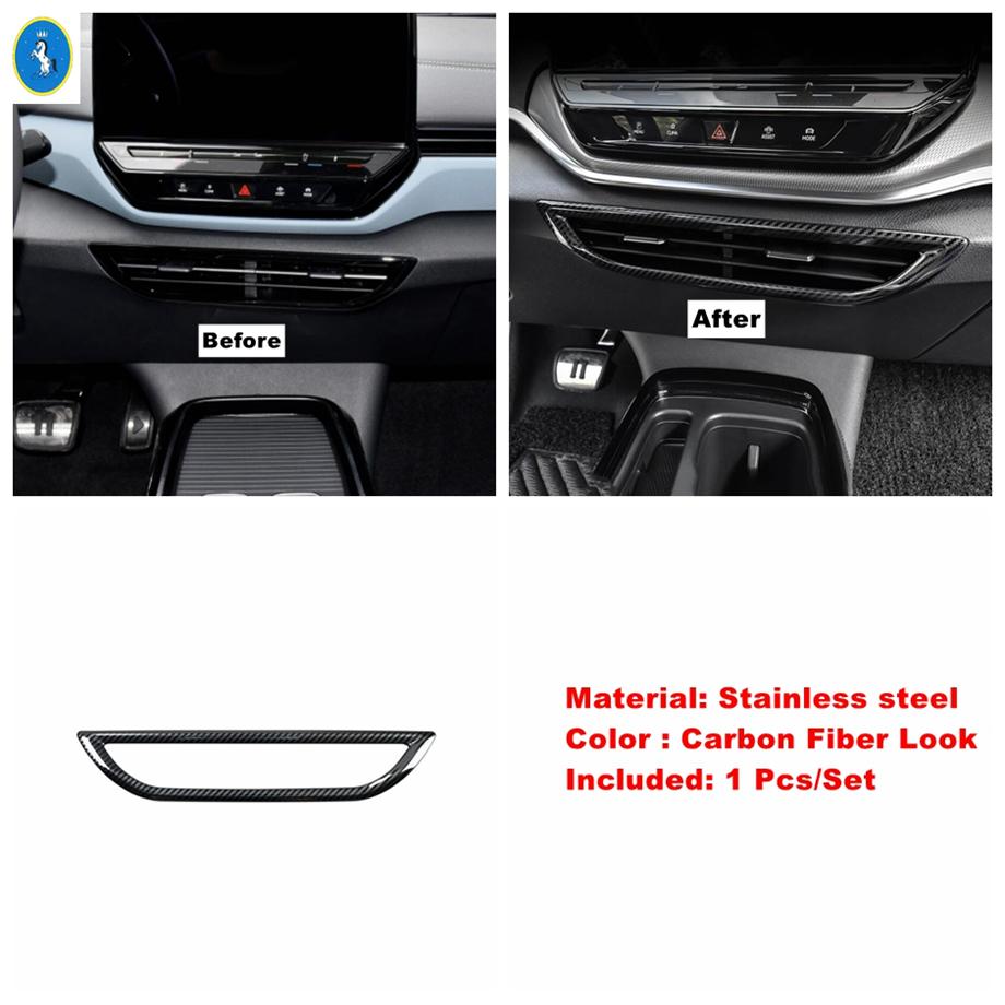 Carbon Fiber Interior Rear Air Outlet / Trunk Switch Button / Water Cup Frame Cover Trim Accessories For VW ID.4 ID4  - 2024