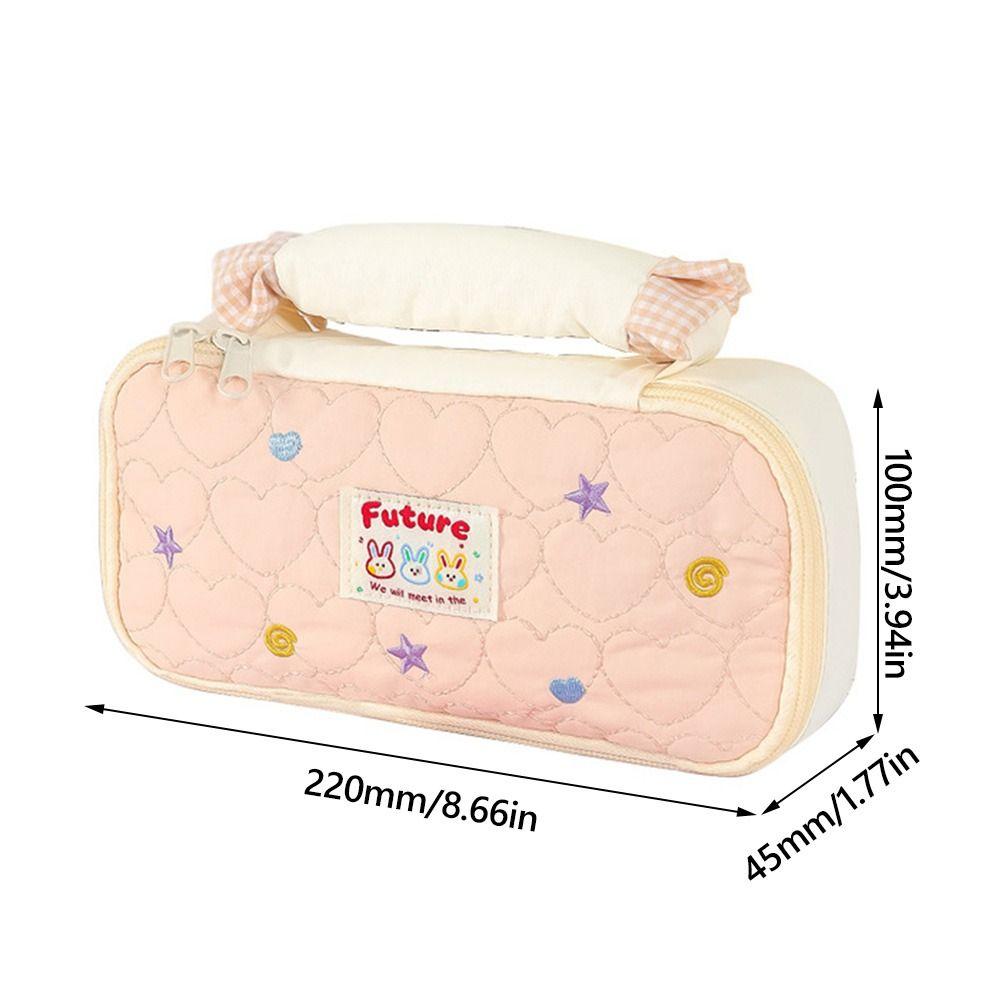 Soft Touch Pen Bag Partitioned Storage Stationery Organizer Cartoon Stationery Pouch  School Office