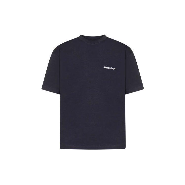 Balenciaga T Shirt Loose Fit Men's Dark Blue 612966TJV873967