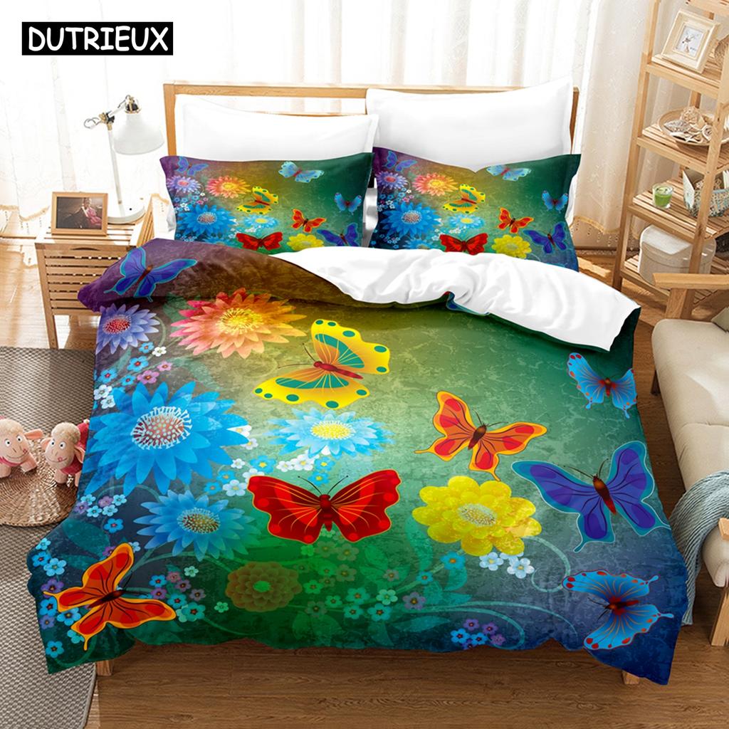 Zestaw pościeli 3D Butterfly Strike w dół poszewka na kołdrę z poszewką na poduszkę podwójna kompletna pościel Queen King