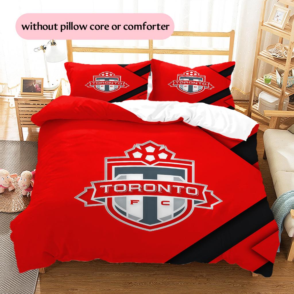 Toronto FC Pattern Bedding Quilt Set Home Decoration Gift (1 * duvet cover + 2 * pillowcase without core)