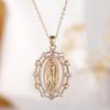 Virgin Mary Zirconia Pendant Necklace – European & American Style, Niche Design, Personalized Copper Clavicle Chain