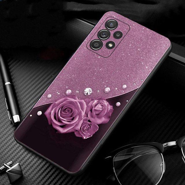

Для Samsung Galaxy A51 A71 A01 A11 A21 A21s A31 A41 A72 A52 A42 A32 A22 A12 A02 A02s F42 Shell Rose Pink Purple Bling Pattern For Samsung A21s