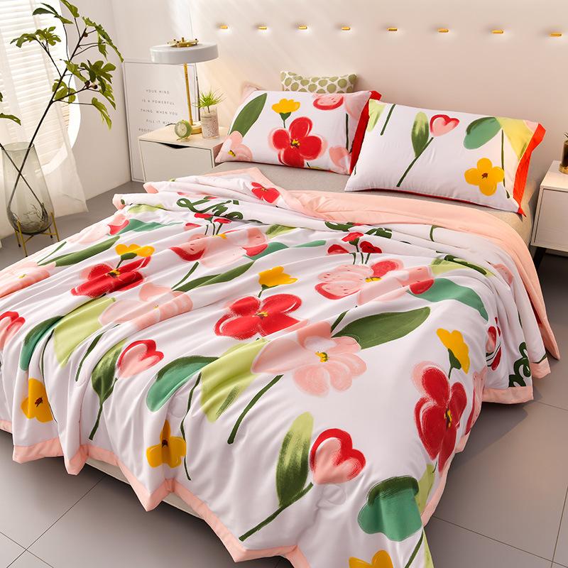 Summer Sleeping Quilt Soybean Fiber Air Conditioner Throw Blanket Washed Cotton Summer Adult Blankets for Bed Sofa Home Decor